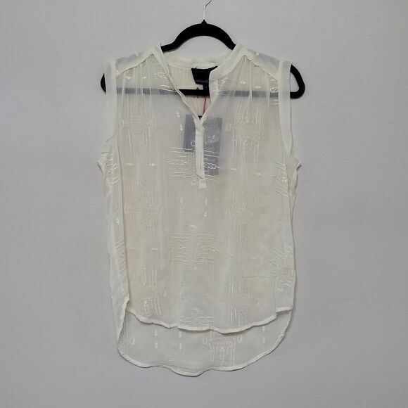 Cynthia Rowley Womens Small Cream Lace Sleeveless Blouse Romantic Feminine Soft - Picture 1 of 4